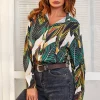 Promo 🌟 FS Collection Leaf Print 👚 Shirt In Green 🥰