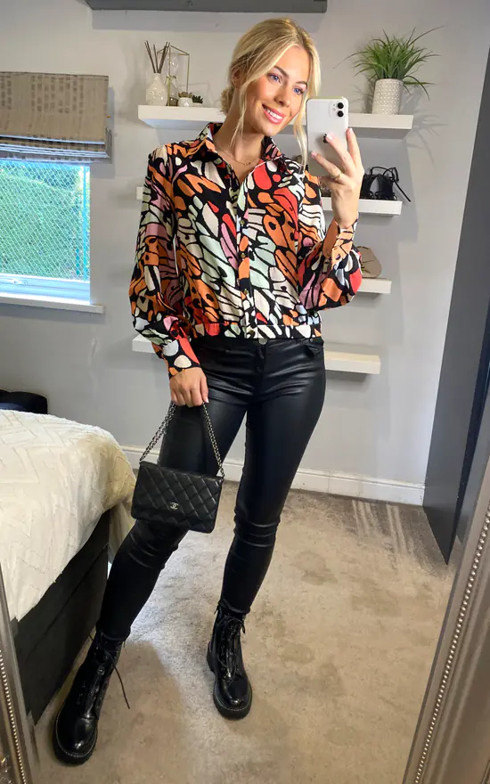 Buy β¨ ANGELEYE Chiffon Long Sleeve Buttoned π Shirt In Multi Colour Butterfly Print π - Image 3