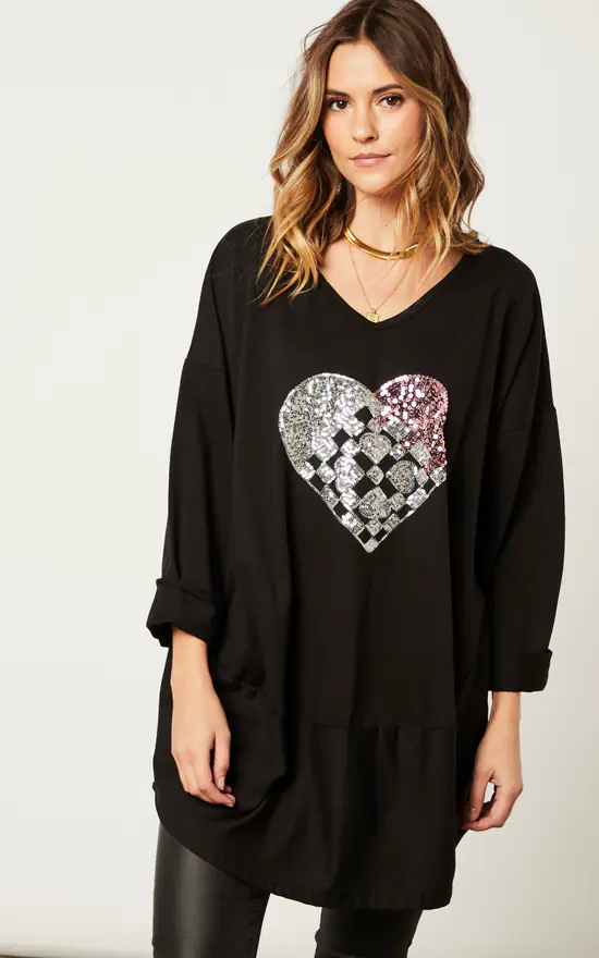 Discount π Blue Vanilla Applique Graphic Heart Sweatshirt π