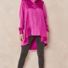 Top 10 🤩 Edie B. Lori Orchid Satin Blouse With Hi Lo Hem 😉