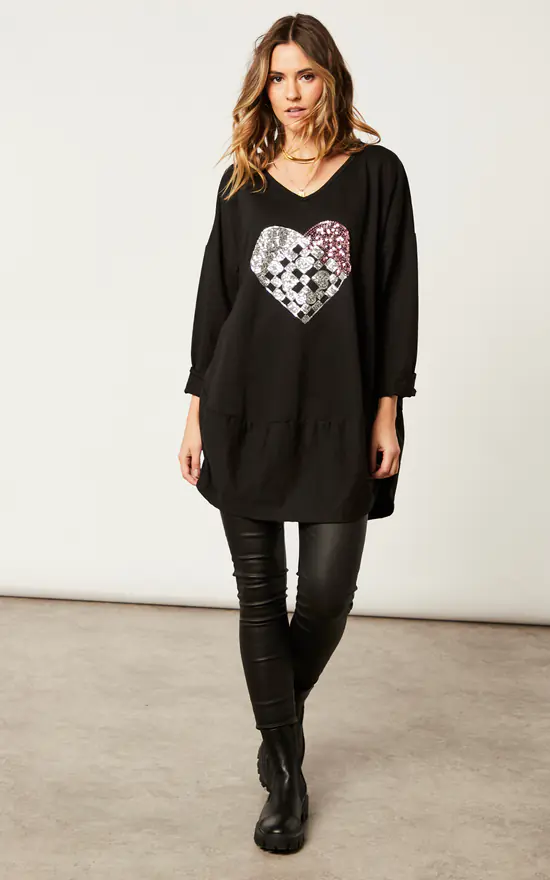 Discount π Blue Vanilla Applique Graphic Heart Sweatshirt π - Image 2