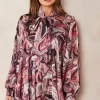 Brand new ⌛ Jenerique Oversize Bowl Neck Blouse In Pink/Red Abstract Print 👍
