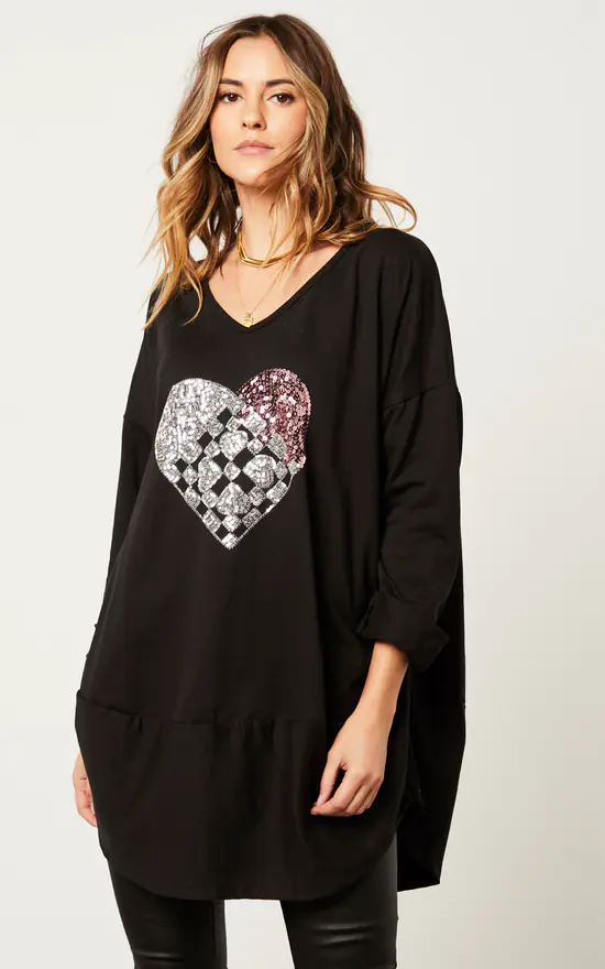 Discount π Blue Vanilla Applique Graphic Heart Sweatshirt π - Image 3