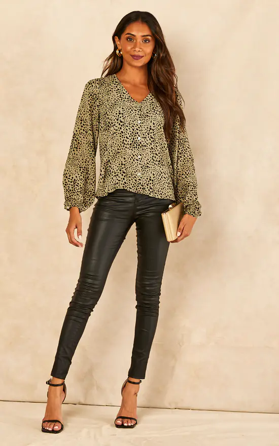 New ๐ ONLY Sage Green Leopard Print Blouse ๐ - Image 3