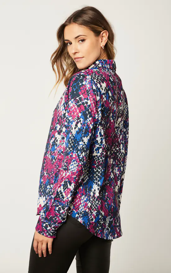 Best reviews of 🤩 Jenerique Long Sleeve Printed 👕 Shirt In Fuchsia/Blue Animal Print 👏 - Image 4