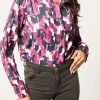 Cheapest 🔥 Jenerique Long Sleeve Printed 👚 Shirt In Fuchsia/Blue Geometrical Print 🔥