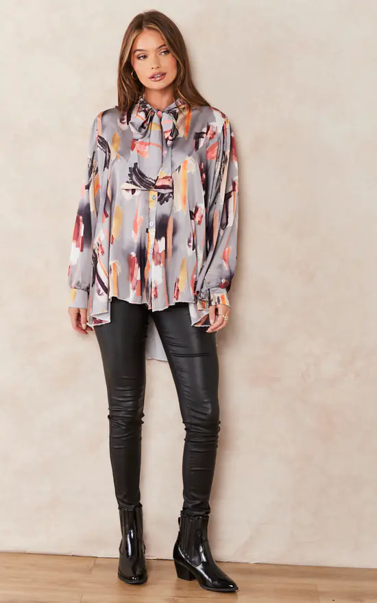 Flash Sale ๐ Jenerique Oversize Bowl Neck Blouse In Grey Print ๐ - Image 2