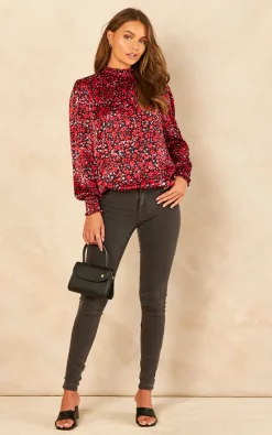 Best deal 😀 Blue Vanilla Shirred Balloon Elasticated Hem Top ⌛