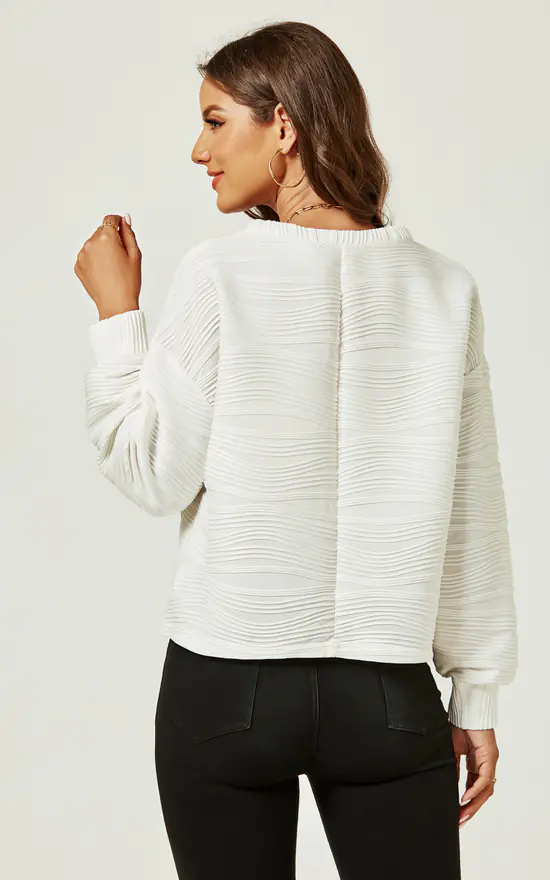 Outlet ๐งจ FS Collection Textured Pattern Top In White ๐ - Image 3