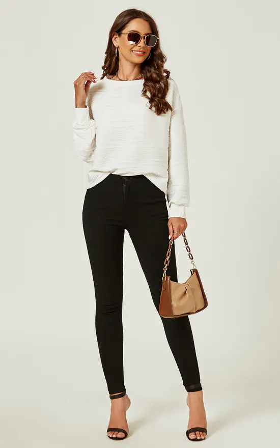 Outlet ๐งจ FS Collection Textured Pattern Top In White ๐ - Image 4