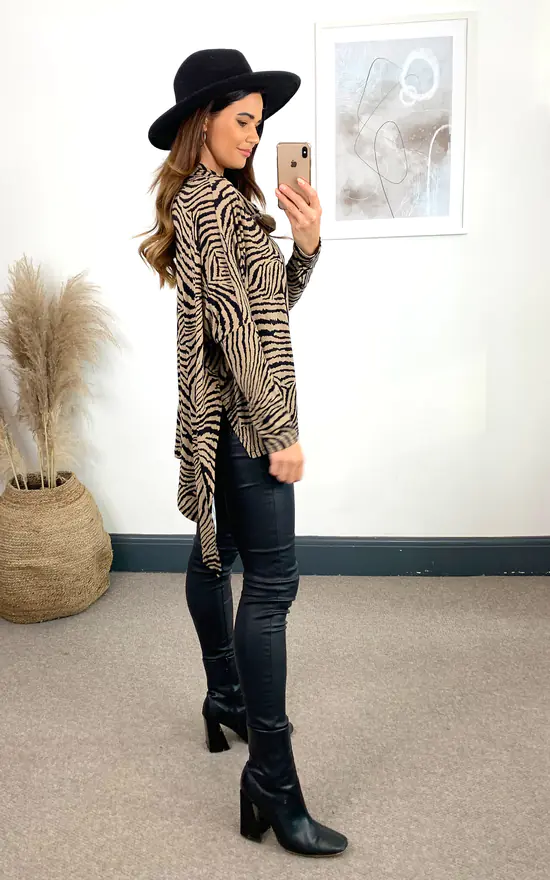 Top 10 👍 Blue Vanilla Sophia Abstract Zebra Oversized Cowl Neck Top ✔️ - Image 3