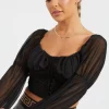Flash Sale 🤩 Pretty Moi Black Mesh Pleated Corset Top 🔔