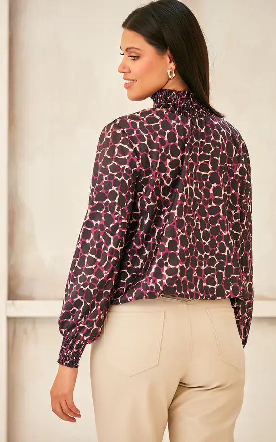 Discount ๐ Jenerique High Neck Silky Top In Burgundy Print ๐ฅ - Image 4