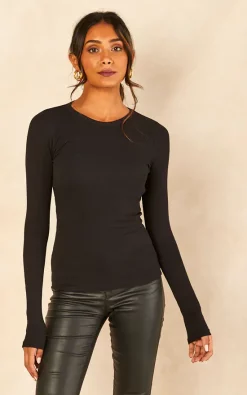 Cheap ✨ JJXX Long Sleeve Ribbed Top In Black 🛒