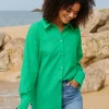 Promo 🔔 Threadbare Green Linen Look Longline 👚 Shirt 🎉