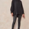 Buy 🤩 HOXTON GAL Oversized Batwing Long Sleeves Top With High Neck Detail In Black 🌟