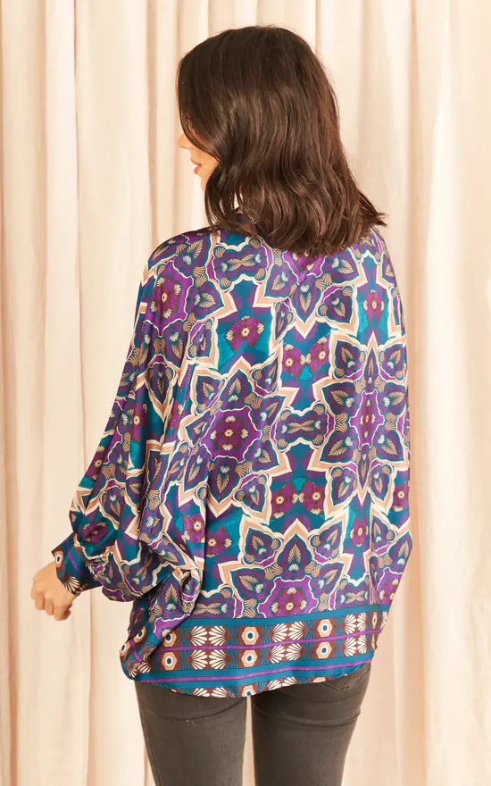 Cheapest ๐ฅฐ Blue Vanilla Satin Print ๐ Shirt Teal ๐ - Image 4