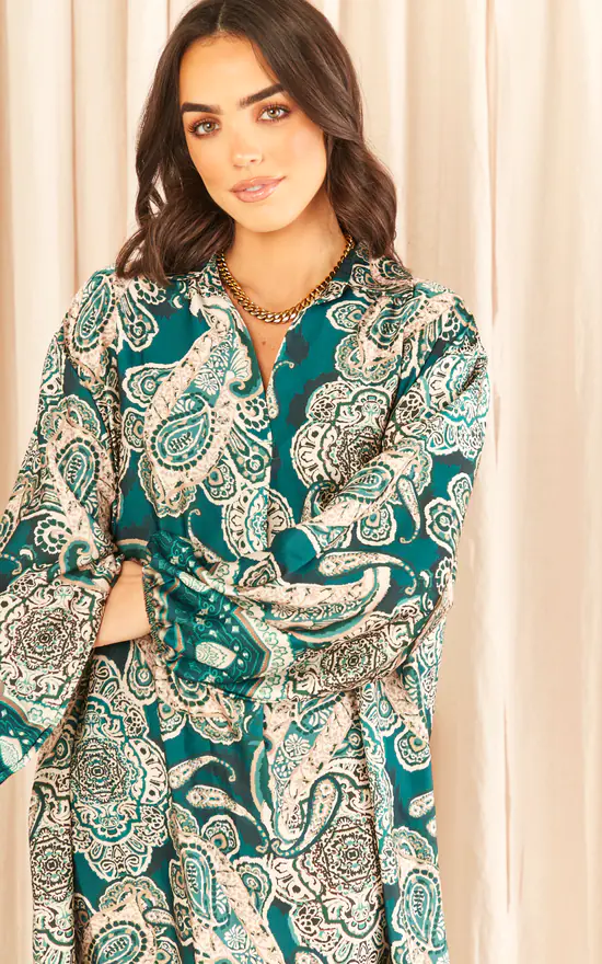 Best Sale ๐ Blue Vanilla Paisley Print ๐ Shirt ๐ฏ - Image 2