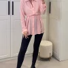 Brand new ⭐ HOXTON GAL Oversized Long Slevees Pleated 👕 Shirt Top With Matching Belt In Pink 🤩