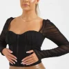 Best deal 🔥 Pretty Moi Black Mesh Corset Style Crop Top ⌛