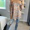 Cheapest 🎉 KURT MULLER Orange Floral Halter Neck Blouse 🎁