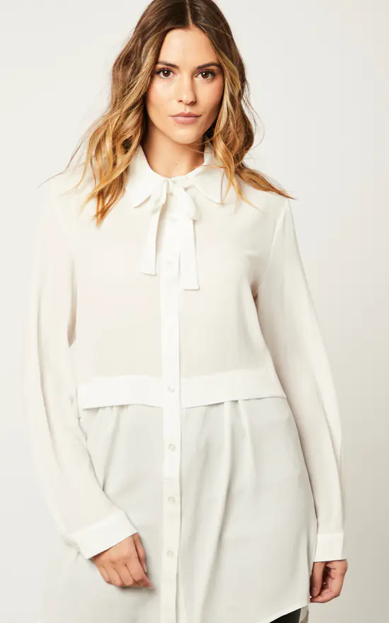 Brand new ๐ HOXTON GAL Overized Long Sleeves ๐ Shirt Tunic With Matching Tie In White ๐ฅ - Image 2