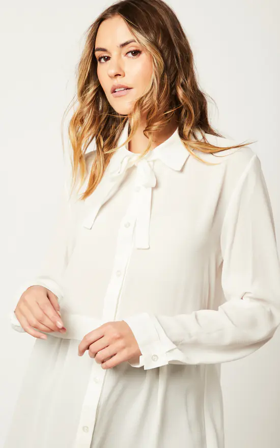 Brand new ๐ HOXTON GAL Overized Long Sleeves ๐ Shirt Tunic With Matching Tie In White ๐ฅ - Image 3
