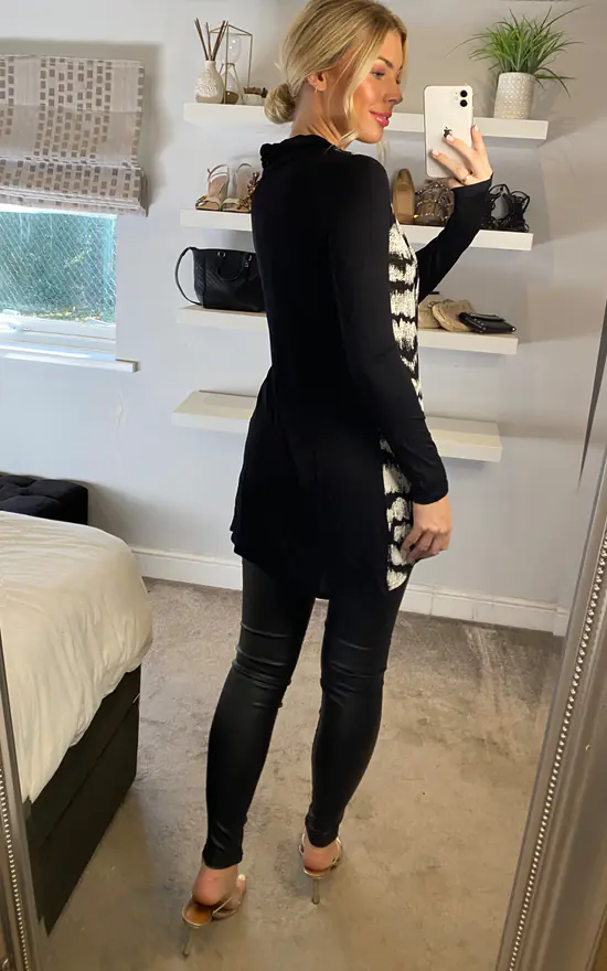 Cheap 🌟 Izabel London Black And White Tie Dye Long Sleeve Cowl Neck Top 💯 - Image 4