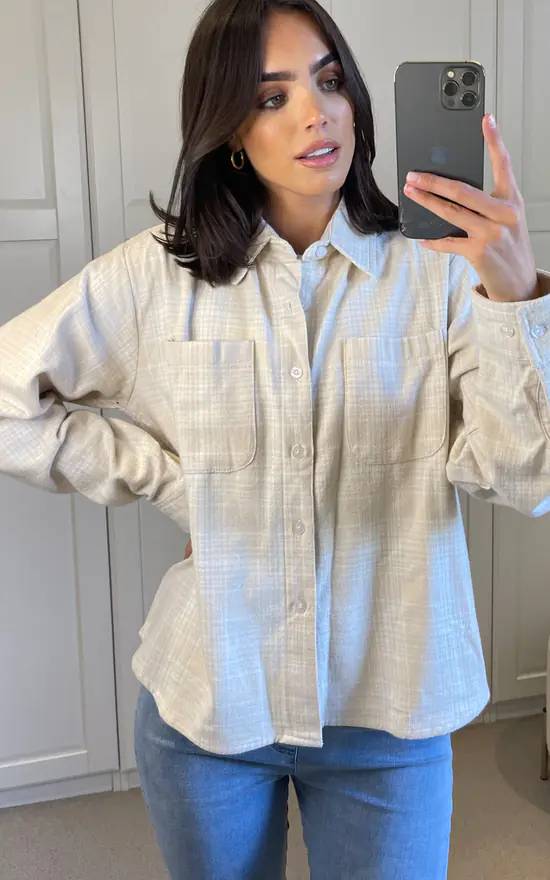 Deals ๐ JMOJO Beige And White Check Cotton ๐ Shirt ๐งจ - Image 2