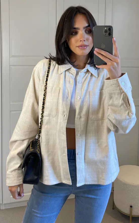 Deals ๐ JMOJO Beige And White Check Cotton ๐ Shirt ๐งจ - Image 3