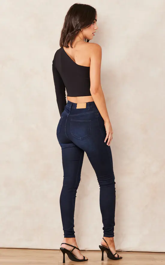 Budget ๐งจ Pleat Boutique Ella One Shoulder Crop Top With Long Sleeve Black โ๏ธ - Image 4