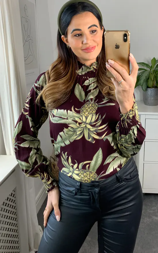 Promo ๐ Ruby Rocks High Neck Top Baroque Pineapple Claret โจ - Image 2