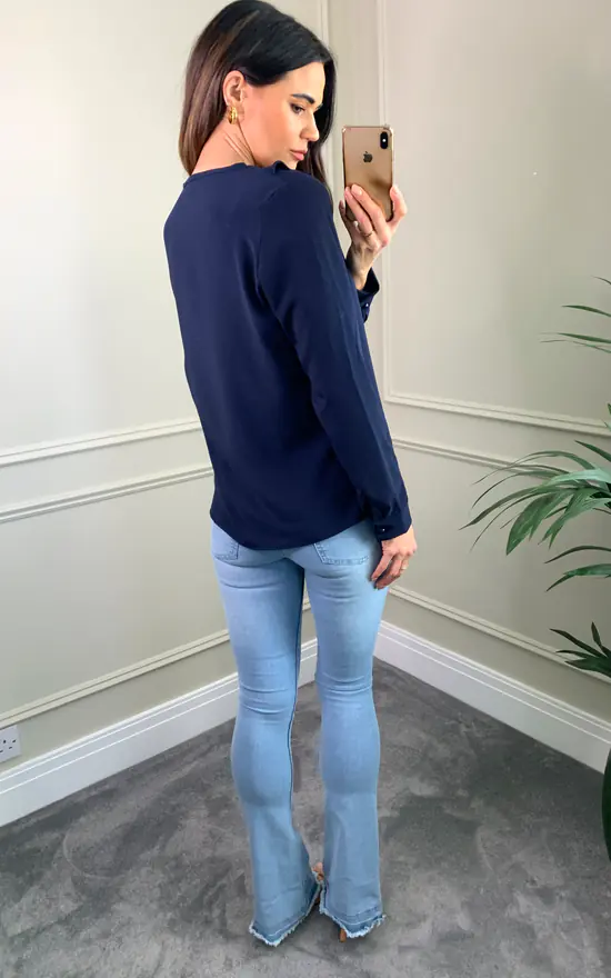 Coupon π HOXTON GAL Oversized Top With Frilled Front In Navy π - Image 4