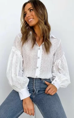Brand new 🎉 JustYourOutfit White Broderie Anglaise Balloon Sleeve Blouse 😍