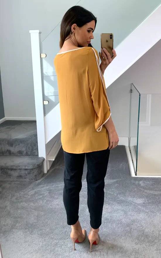 Top 10 ๐งจ HOXTON GAL Oversized Crepe Top With White Rope Details In Mustard ๐ - Image 4