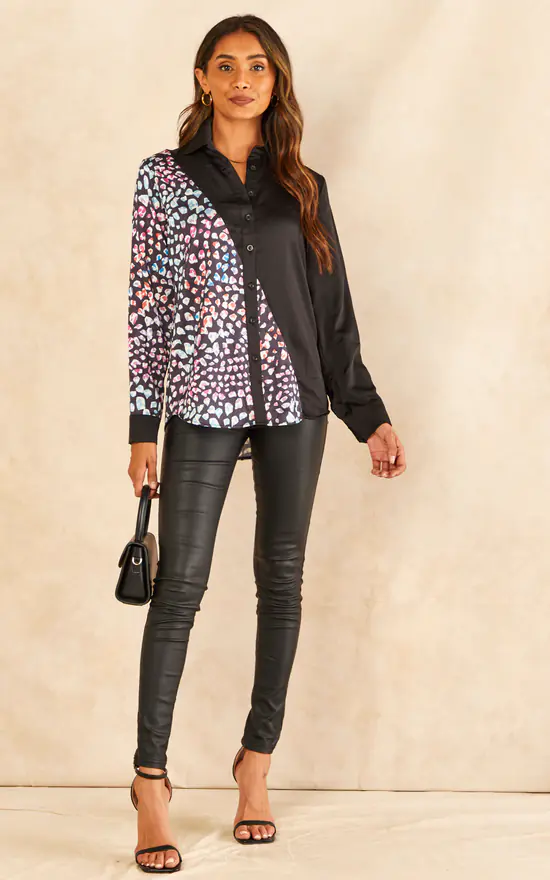 New โ๏ธ Jenerique Long Sleeve Colour Block ๐ Shirt In Blue Print ๐งจ - Image 2