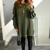 Brand new 🥰 HOXTON GAL Oversized Ruffle Sleeves Relaxed Fit Tunic In Khaki ⌛