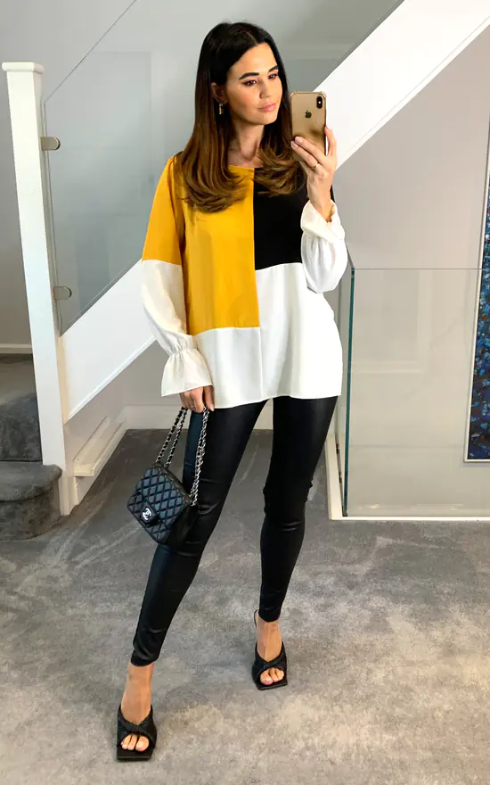 Top 10 ๐ HOXTON GAL Oversized Crepe Colour Block Blouse In Yellow And Black โค๏ธ - Image 2