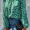 Best reviews of 😀 FS Collection Animal Print Frill Detail High Neck Top In Green 😉