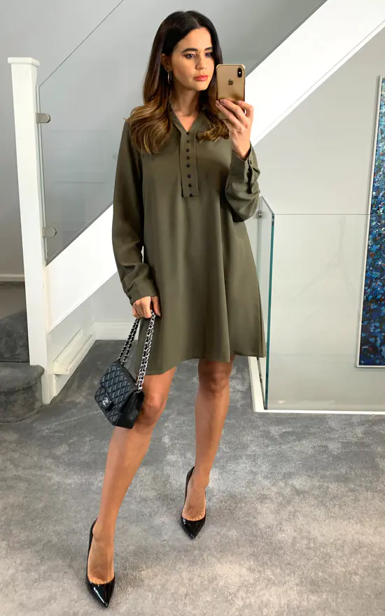 Discount ๐ HOXTON GAL Tunic ๐ Shirt With Button Details In Khaki ๐ฏ - Image 2