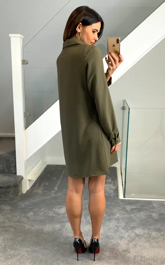 Discount ๐ HOXTON GAL Tunic ๐ Shirt With Button Details In Khaki ๐ฏ - Image 4