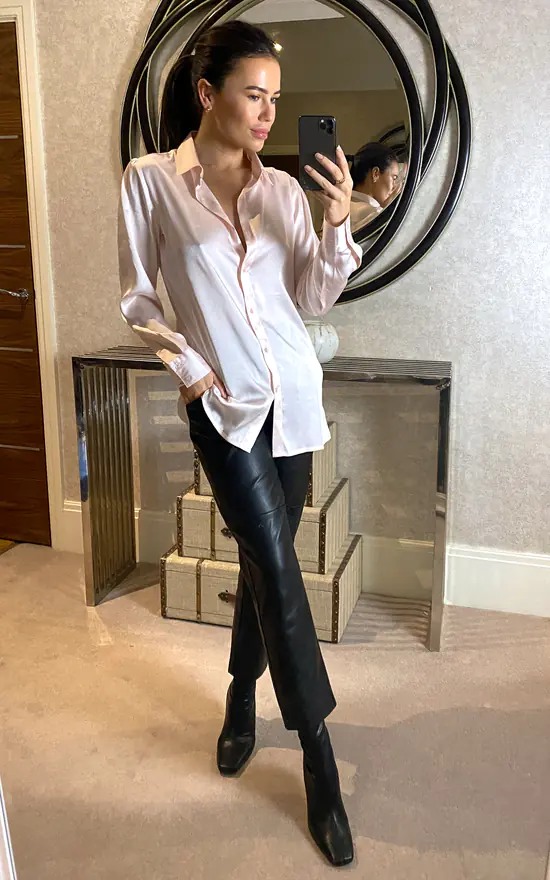 Budget โค๏ธ FreeSpirits Oversized Pink Satin ๐ Shirt ๐คฉ - Image 2