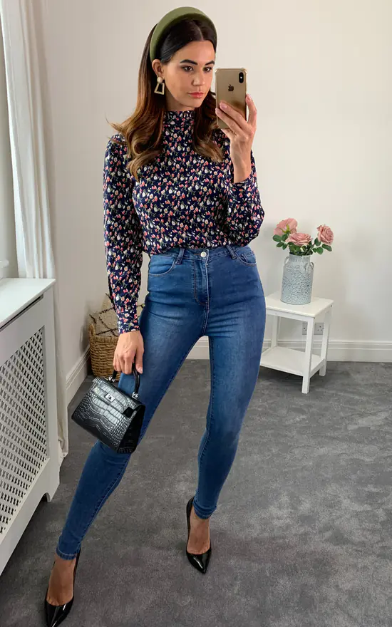 Best Pirce ⌛ FreeSpirits Blue Floral Print Long Sleeve Blouse 😉 - Image 2