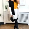 Outlet 💯 HOXTON GAL Oversized Crepe Colour Block Tunic In Yellow, Black And White 🤩