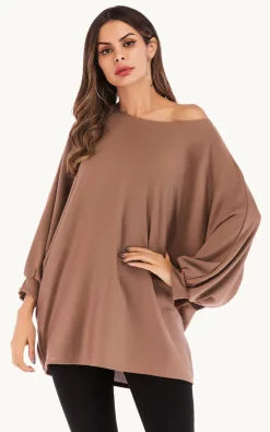 Best deal ✨ FS Collection Oversized Jersey Long Sleeve Top In Brown 👍