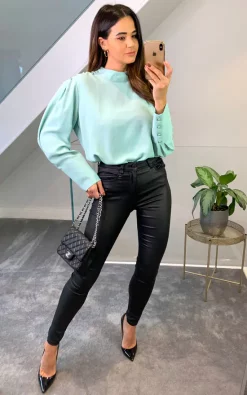 Best Sale ✨ HOXTON GAL Oversized Turtleneck Top With Long Sleeves In Blue ✔️