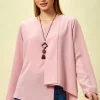 Promo 👏 HOXTON GAL Oversized Asymmetric Top With Necklace In Pink 🛒