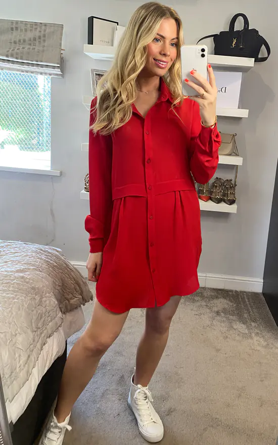 Brand new ๐ HOXTON GAL Oversized Long Sleeve Relaxed Fit ๐ Shirt In Red ๐