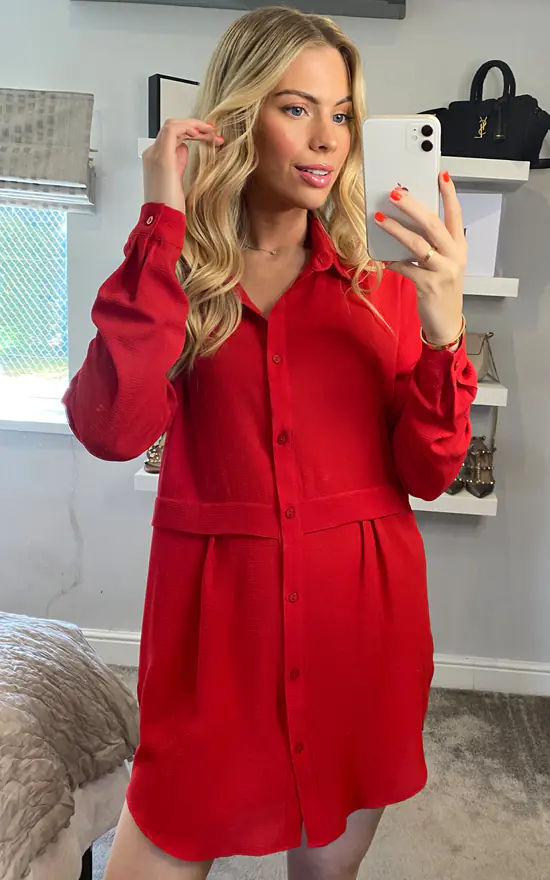 Brand new ๐ HOXTON GAL Oversized Long Sleeve Relaxed Fit ๐ Shirt In Red ๐ - Image 2