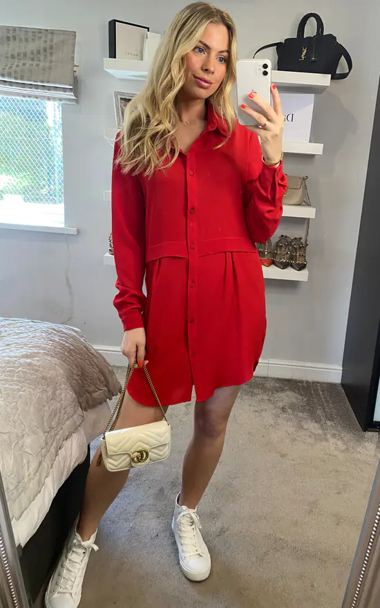 Brand new ๐ HOXTON GAL Oversized Long Sleeve Relaxed Fit ๐ Shirt In Red ๐ - Image 3